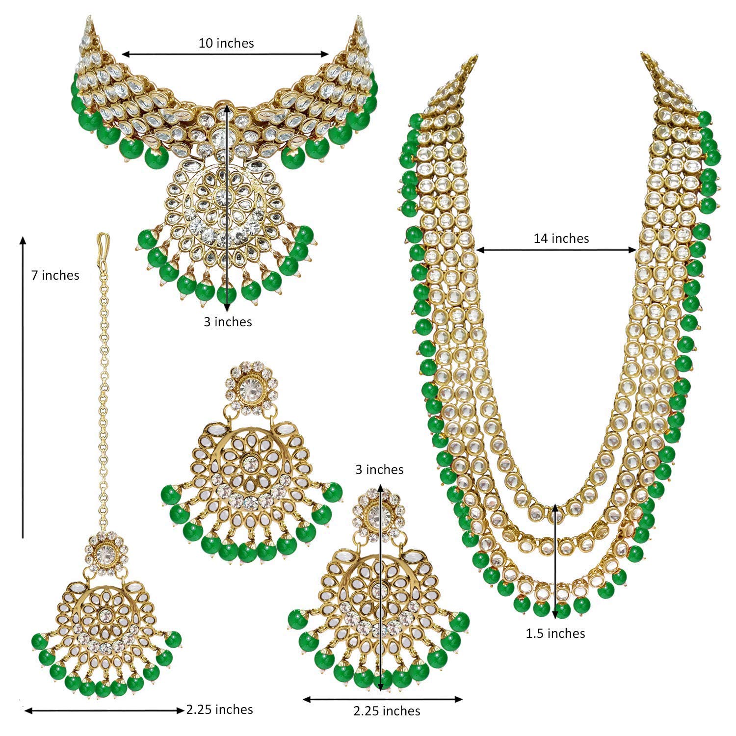 Royal Ethnic Traditional 18K Gold Plated Kundan & Pearl Studded Bridal Choker Necklace Set with Earrings & Maang Tikka - Royal Ethnic