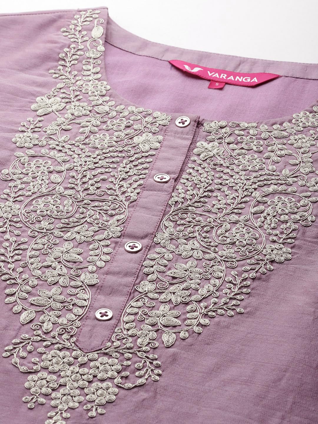Royal Ethnic Women Mauve Silk Thread Embroidered Kurta Set with Dupatta Elegant Sophisticated Designer Ethnic Wear - Royal Ethnic