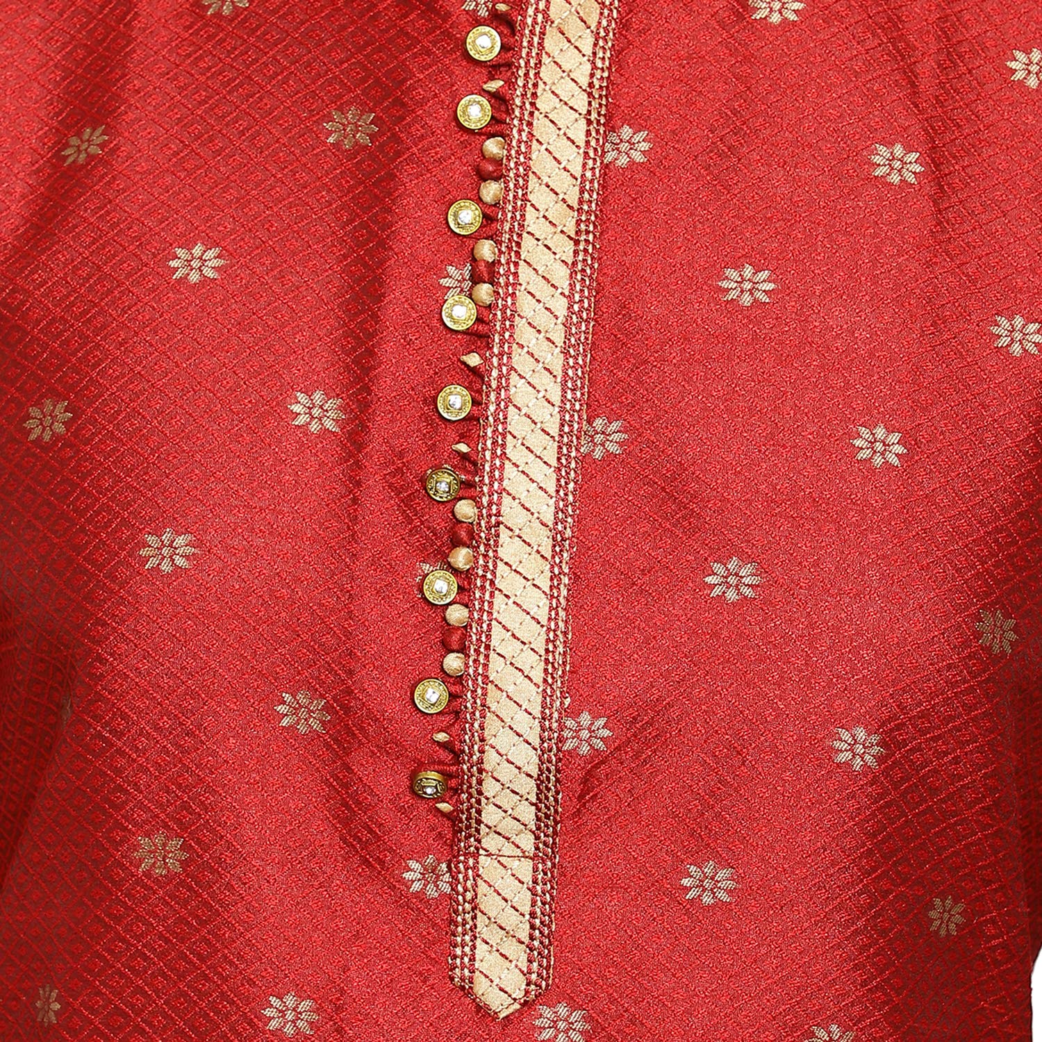 Royal Ethnic | Men's Silk Printed Kurta Churidar Set | Elegant Motifs | Full Sleeves | Festive & Wedding Wear | Classic - Royal Ethnic