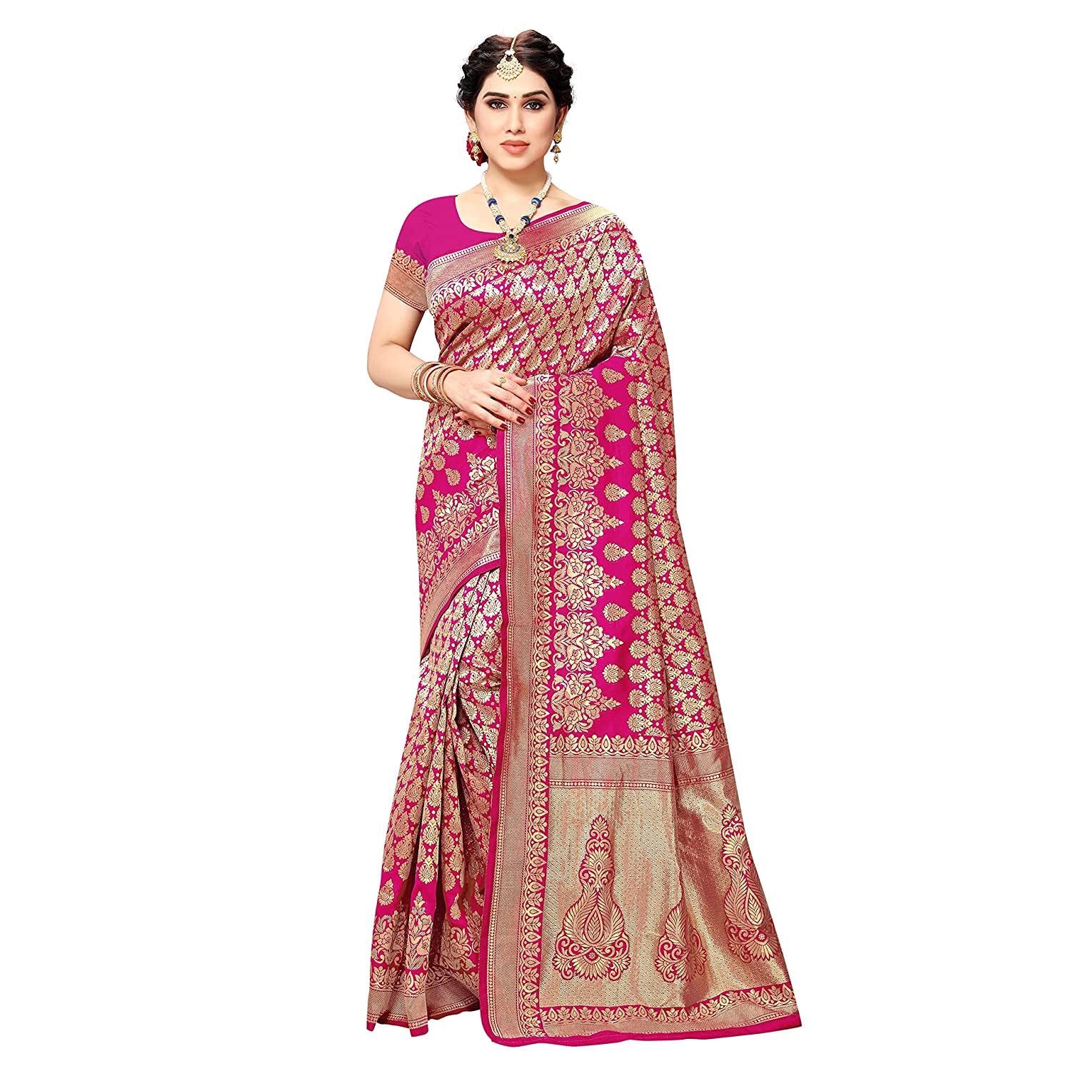 Trendy Banarasi Kanjivaram Navy Color Art Silk Saree with Blouse Material